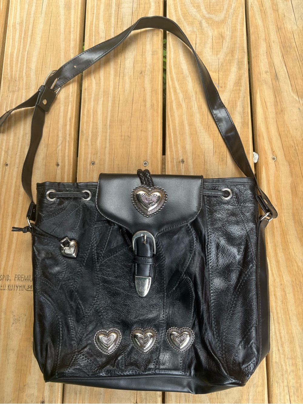 Black Leather Patchwork Purse